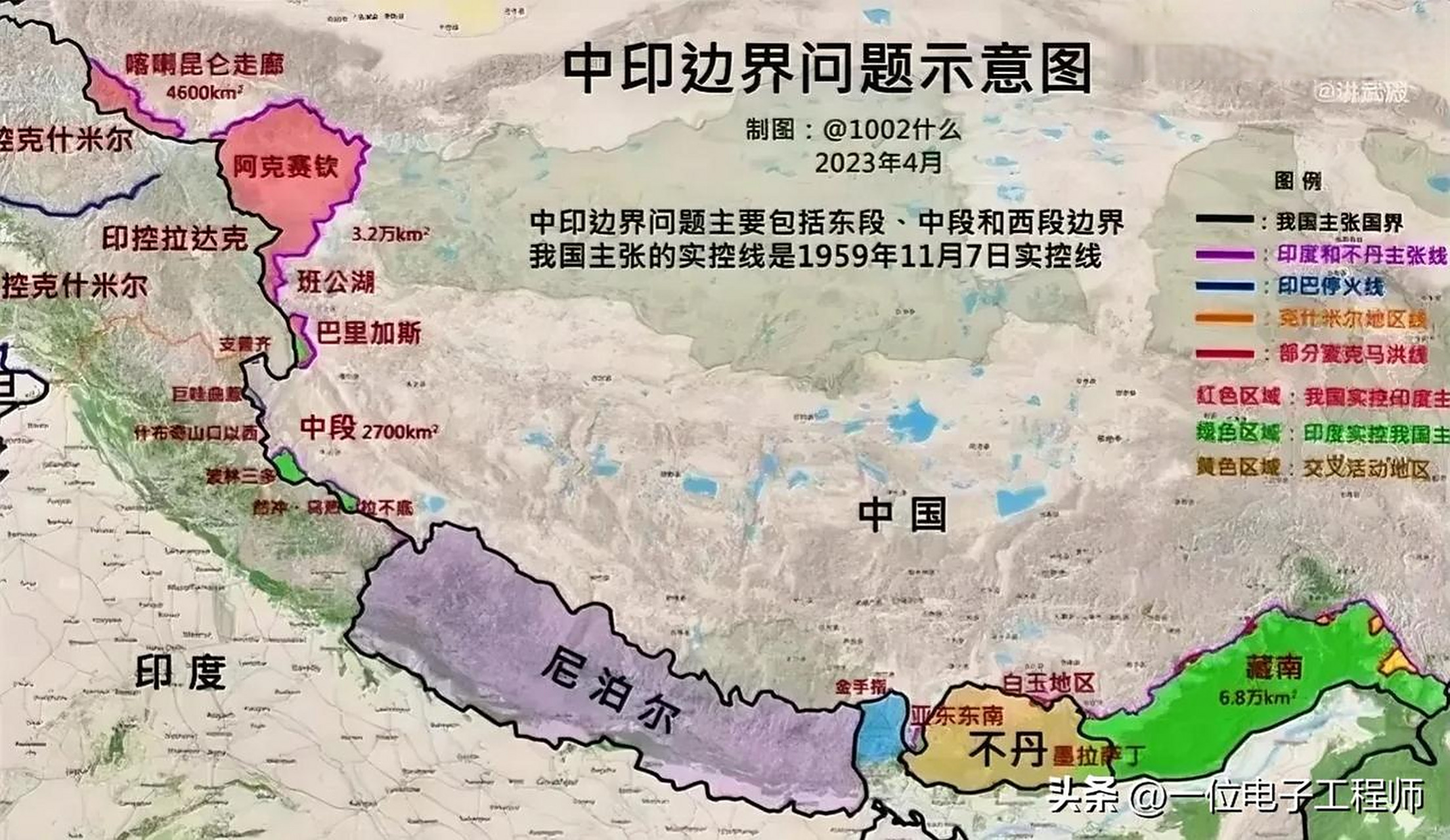 中印边界问题示意图