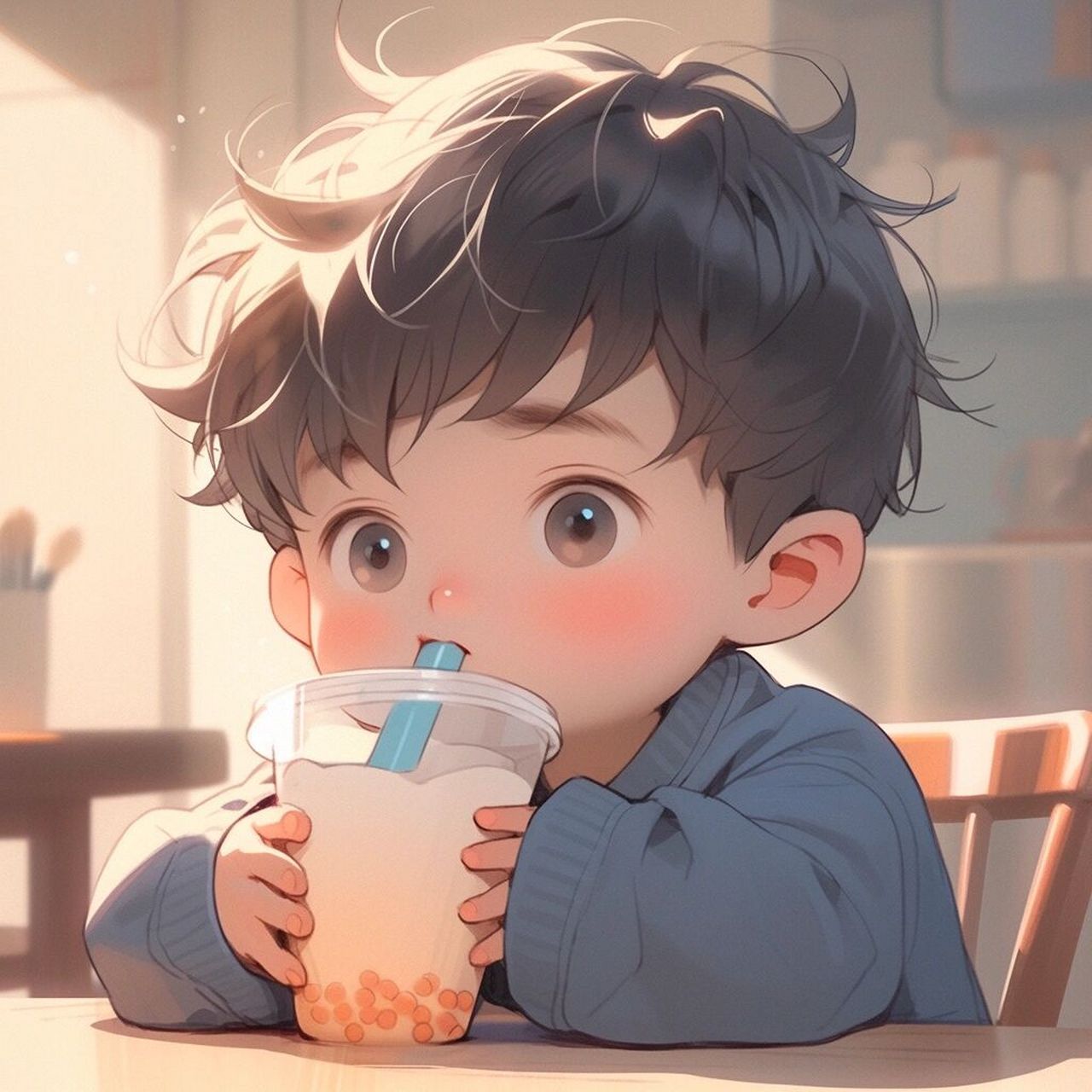 头像|奶茶控必备的男孩头像97 ai绘画|大家强烈要求的喝奶茶男生