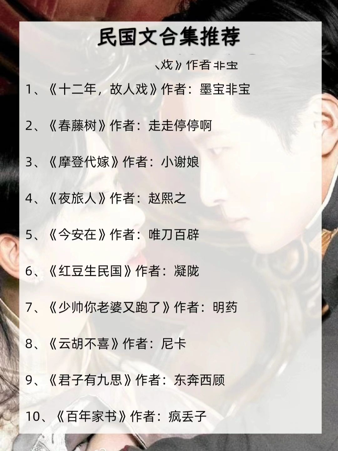 建议收藏6015五十本巨好看民国文小说推荐