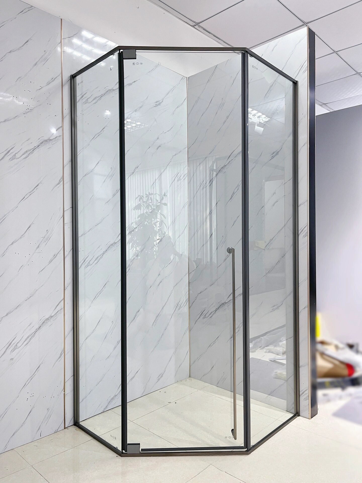 砖石型淋浴房极窄13mm平开门480每平方 淋浴房 钻石型超窄13mm上下