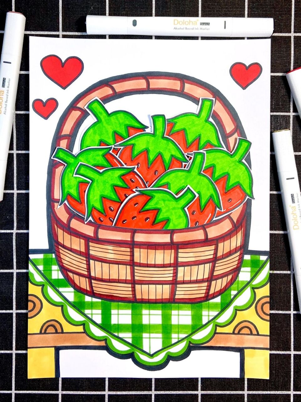 【一篮草莓91】马克笔创意美术儿童画(附线稿) 96787878