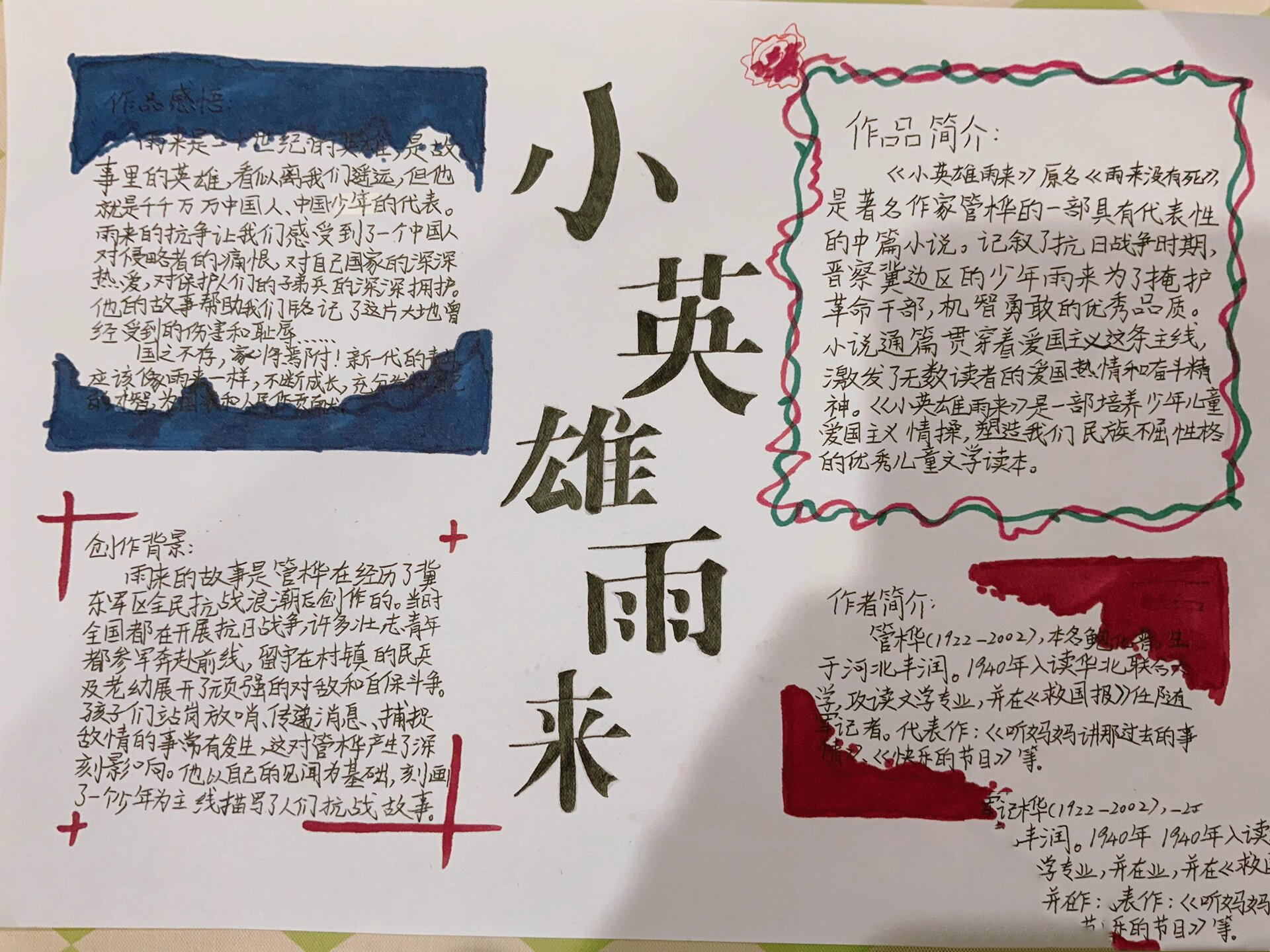 《小英雄雨来》手抄报