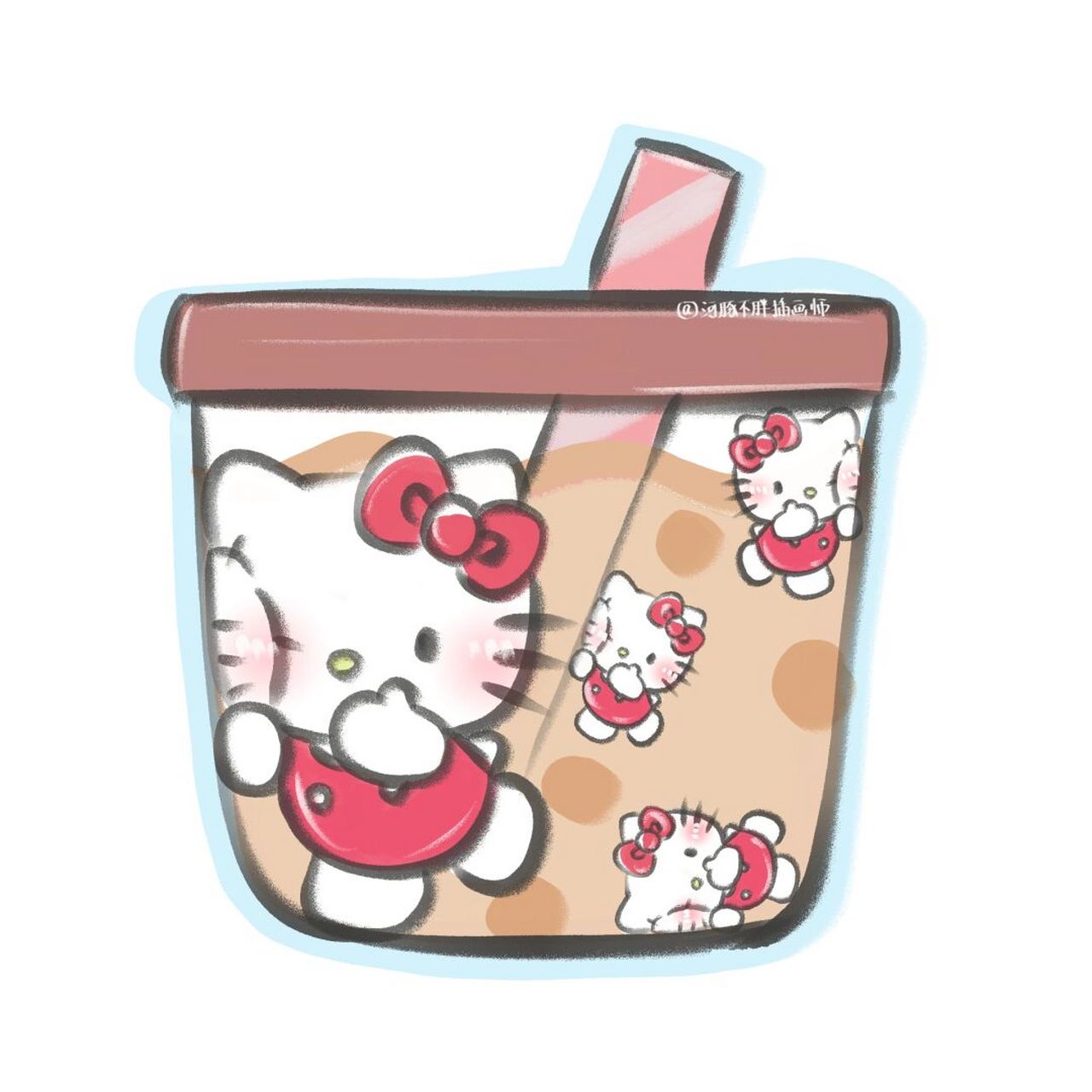 三丽鸥奶茶头像 周末了,来一杯kitty珍珠奶茶～emmm～好喝[打call]