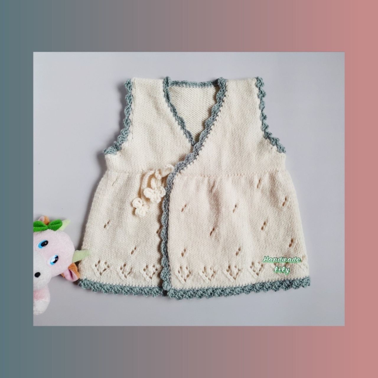 棒针编织分享0-2岁婴幼儿毛衣背心 朋友马上要生宝宝了,织件小毛衣给