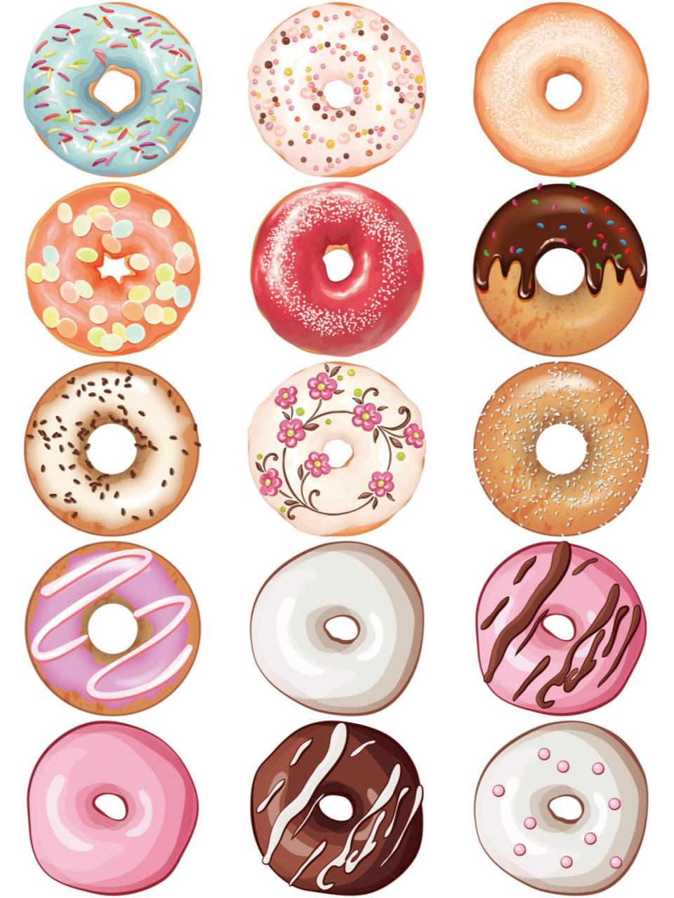 儿童插画,壁纸插画,手账海报封面装饰等 	 手绘卡通可爱甜甜圈图案