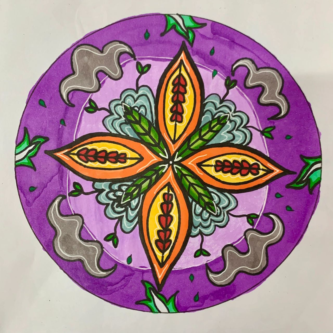 初中美术《扮靓生活的花卉纹样》作业分享2 初一孩子们的作业,太漂亮