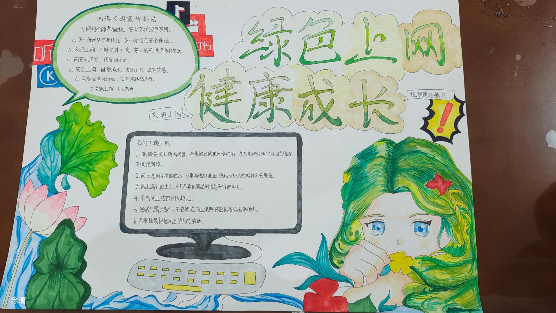 《绿色上网,健康成长》手抄报