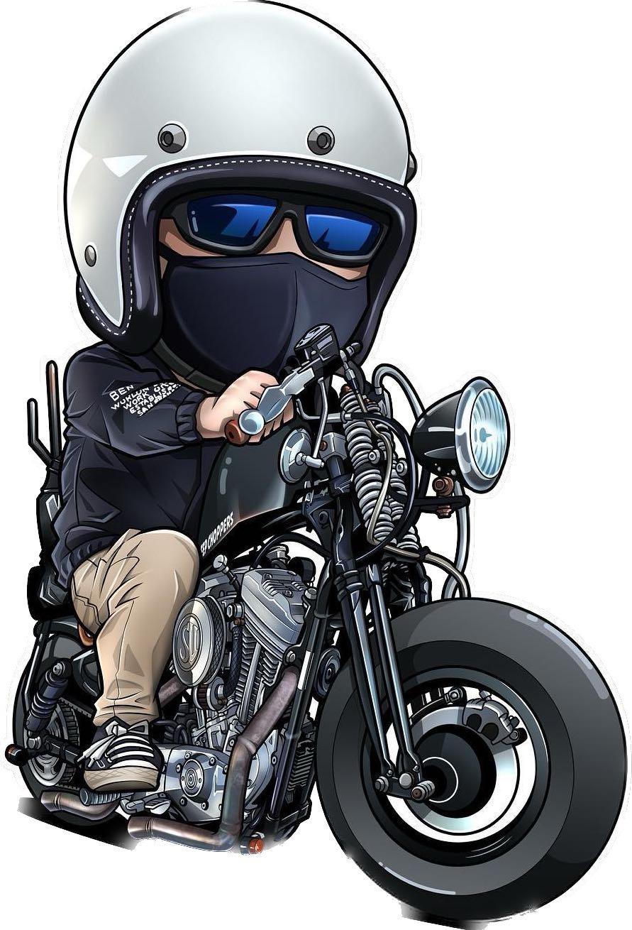 手绘漫画卡通机车q版头像