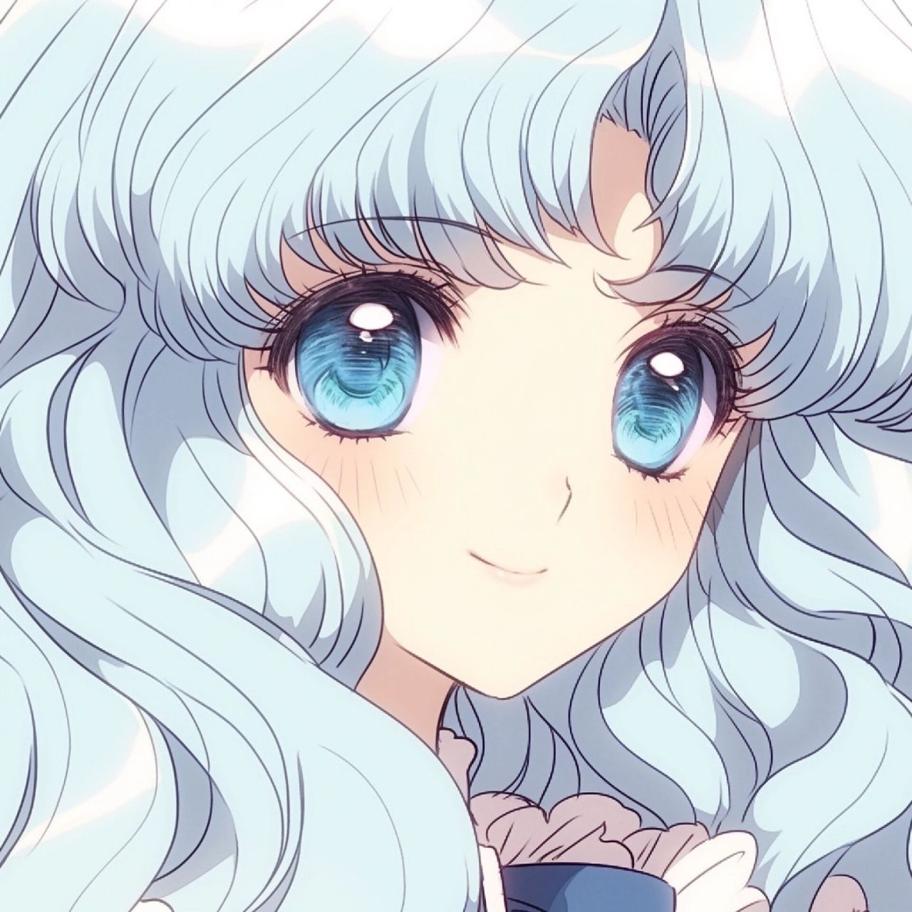 旧漫头像|蓝发蓝瞳美少女|漫画风头像           蓝色的头发如同海浪