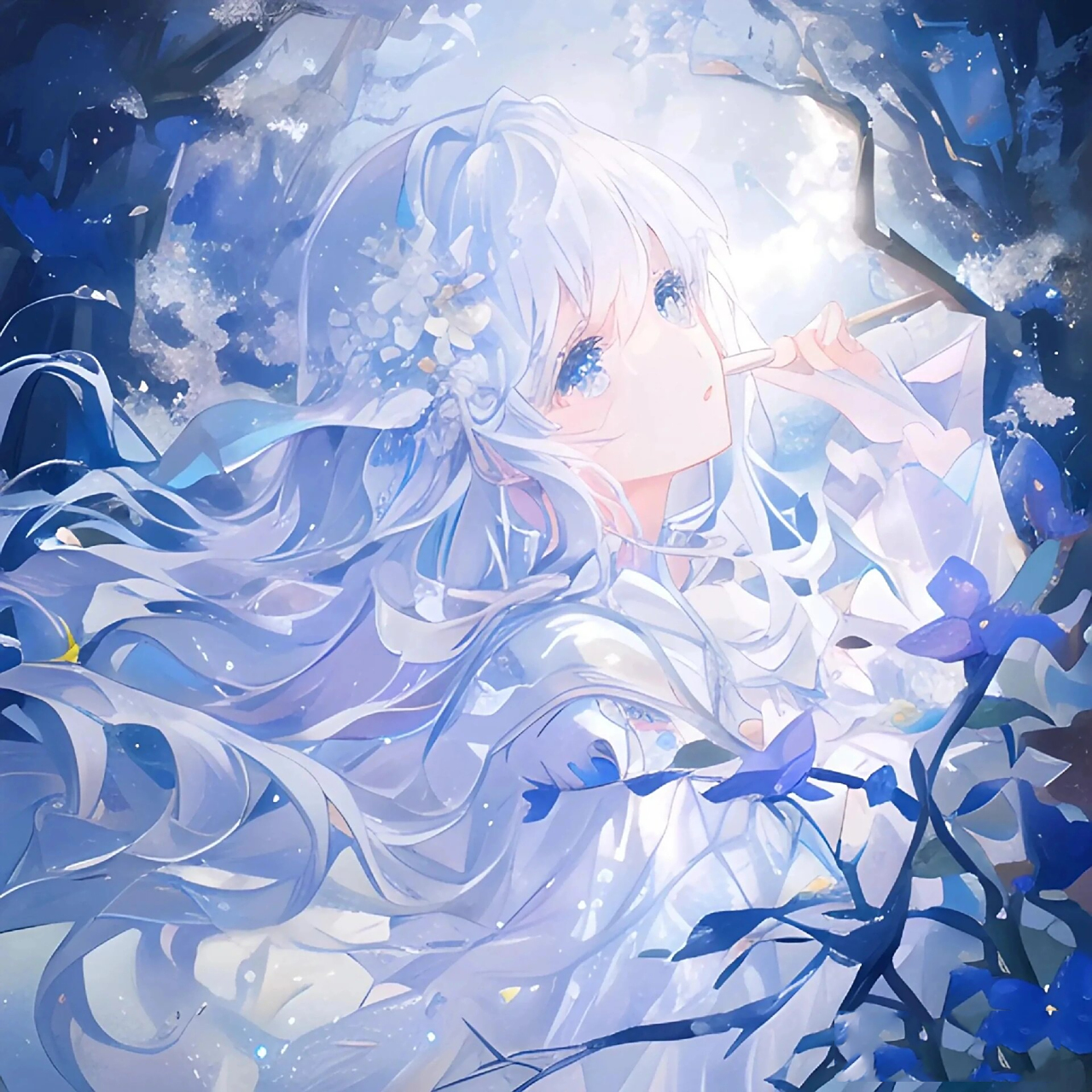 白蓝色系女生动漫头像 原创隅悸动 不喜勿喷 不是原创 原创作者是隅