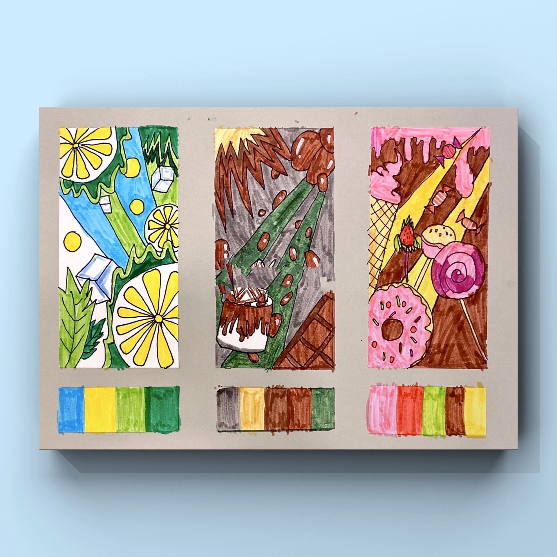 少儿美术|《爽甜苦辣色彩构成》