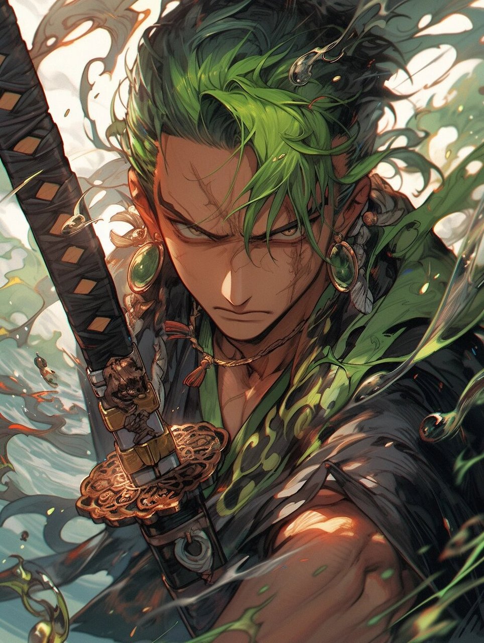 索隆|中国风帅哥 红蓝白|壁纸(附咒语) 7815核心关键词:roronoa