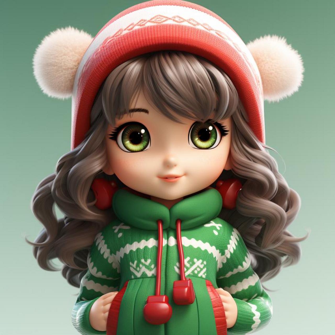 可爱圣诞少女头像 ai绘画头像女生头像