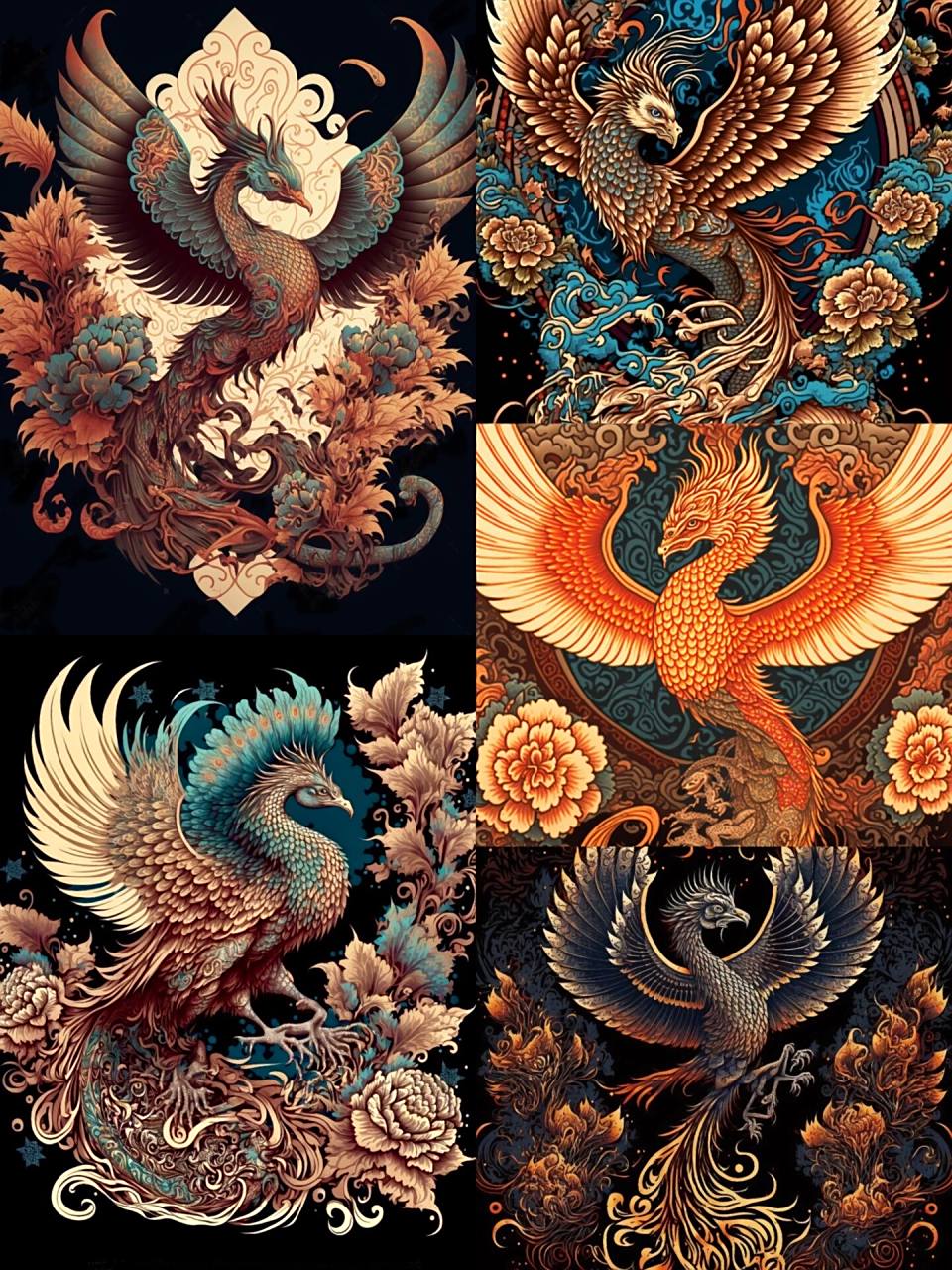 国风图腾凤凰图案