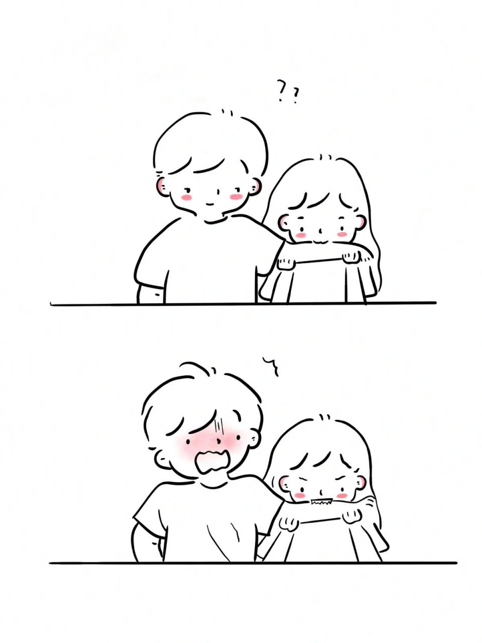 情侣简笔画|你有没有忍不住咬男朋友一口 好喜欢喜欢到每次都忍不住想