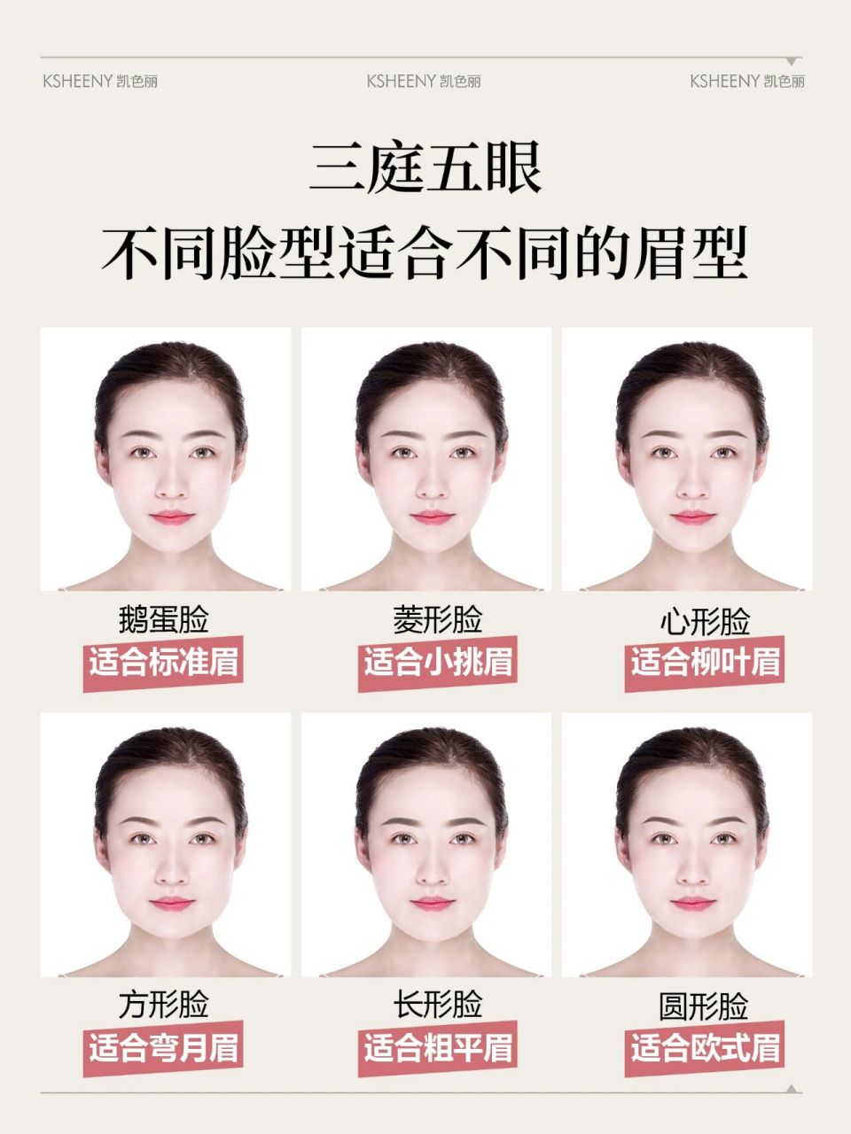三庭五眼|不同的脸型适合不同的眉型|收藏好 鹅蛋脸适合标准眉 脸型