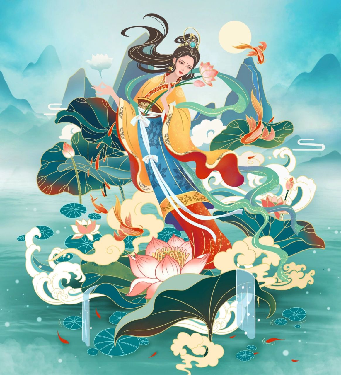 数字藏品/何仙姑人物插画(八仙系列)      96八仙系列之一,何仙姑