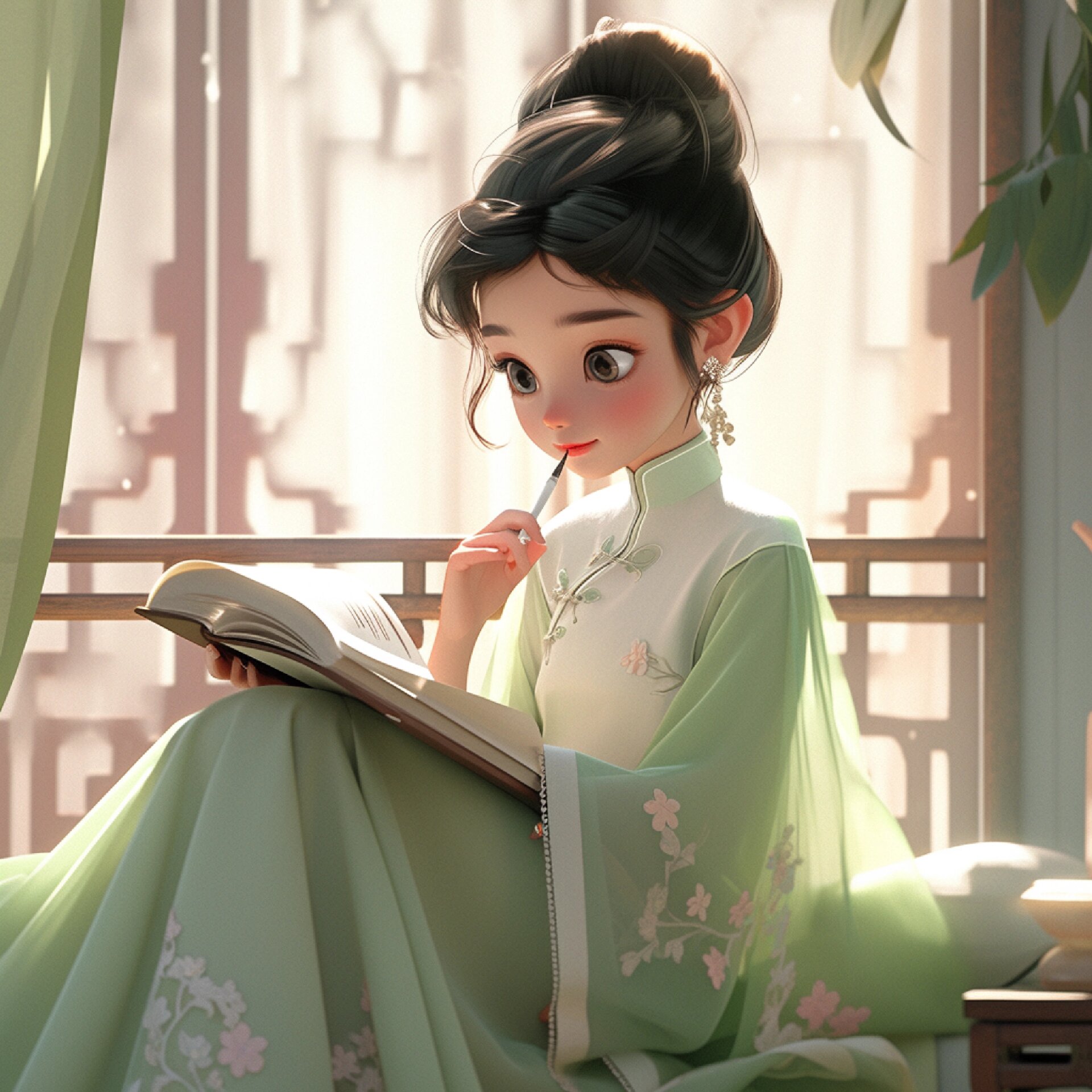 唯美画风的古装女子!‖读书学习女生头像