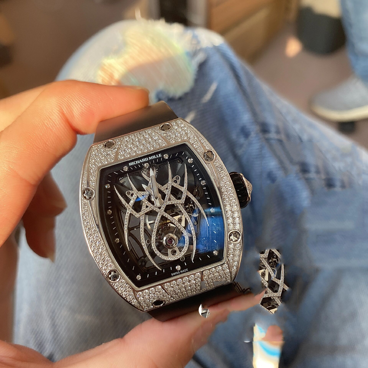 理查德米勒rm  19-01 白金满钻 蜘蛛陀飞轮 richardmille理查德米勒