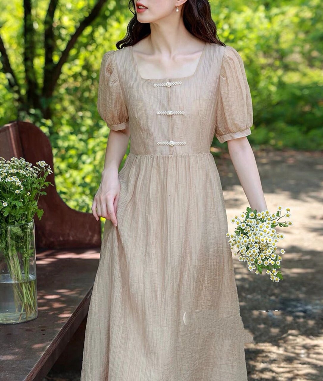 泡泡袖连衣裙裁剪图,温婉优雅,自己动手做 裙子图片是收集来的,自己画