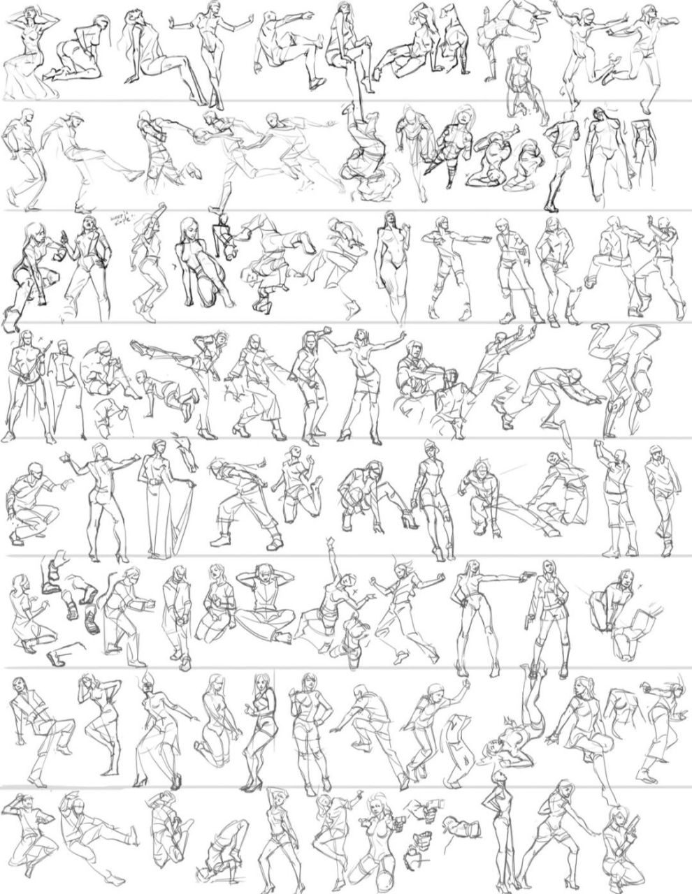 今天大家不要忘记练习速写哦宝贝们 不论漫画还是插画 人物动作的生动