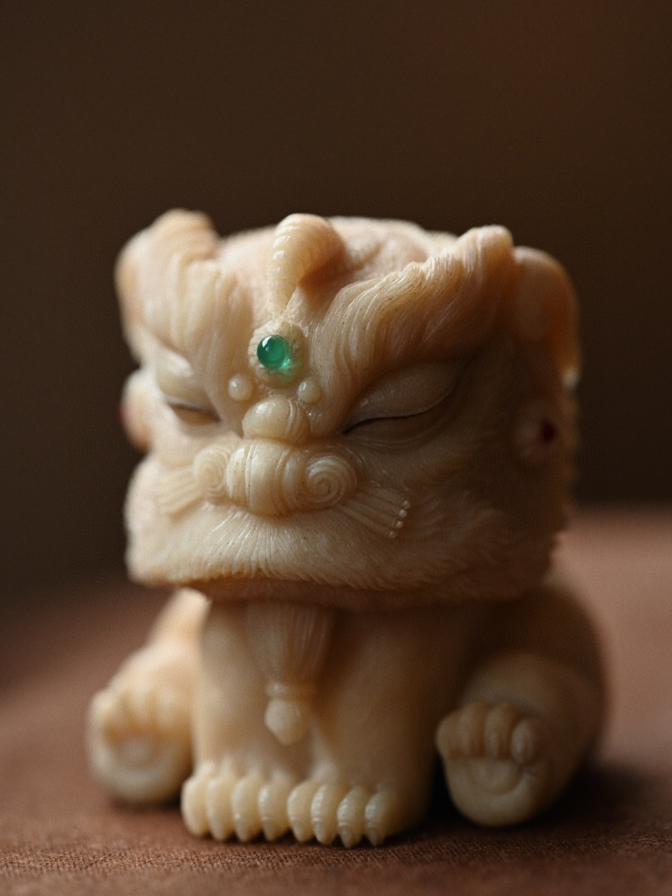 鹿角玉化料唐狮子#鹿角根付# #文玩# #茶宠