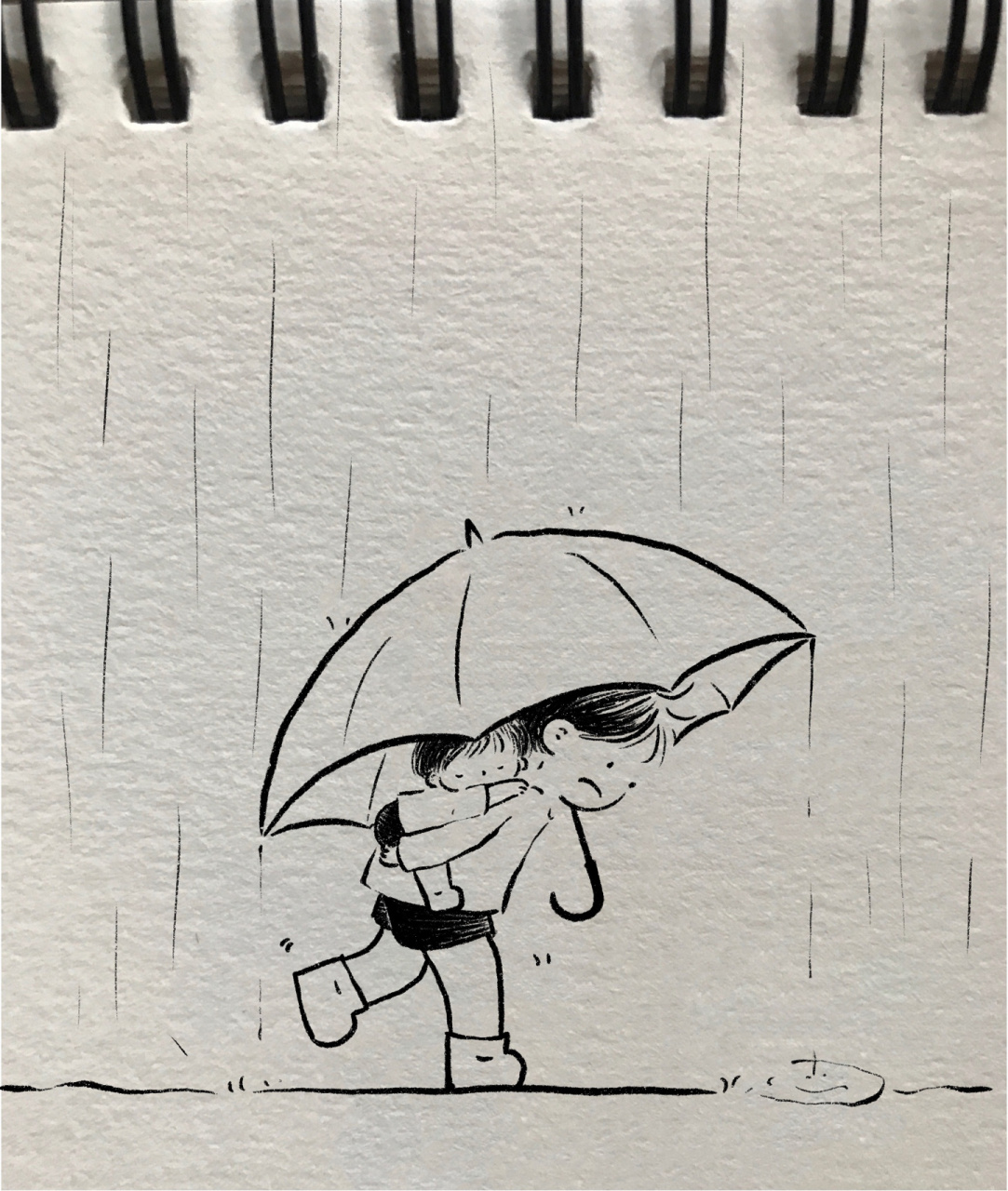 超可爱简笔画·妈妈的背上承载了太多👩 小时候不管刮风下雨 困了