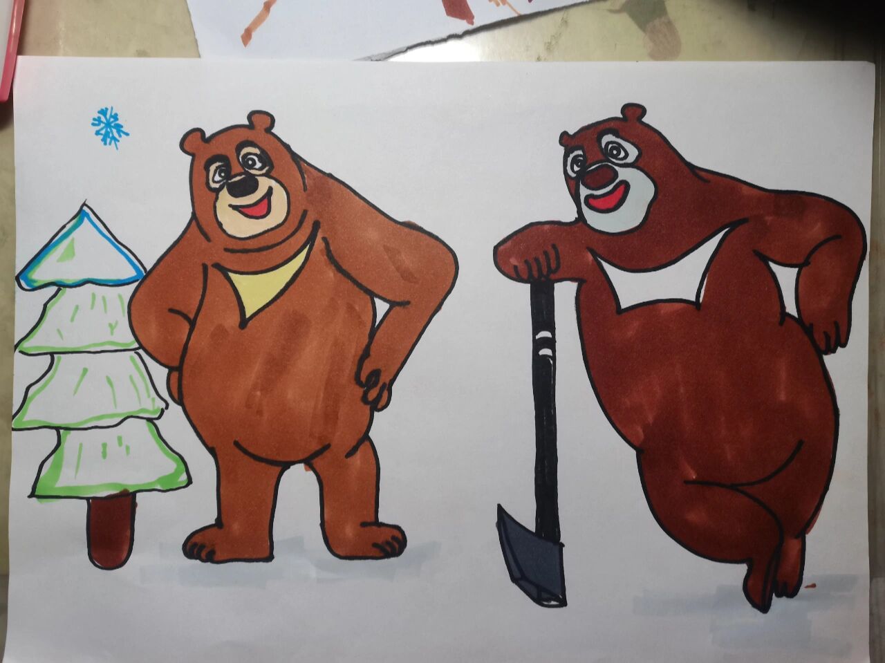 熊大熊二简笔画