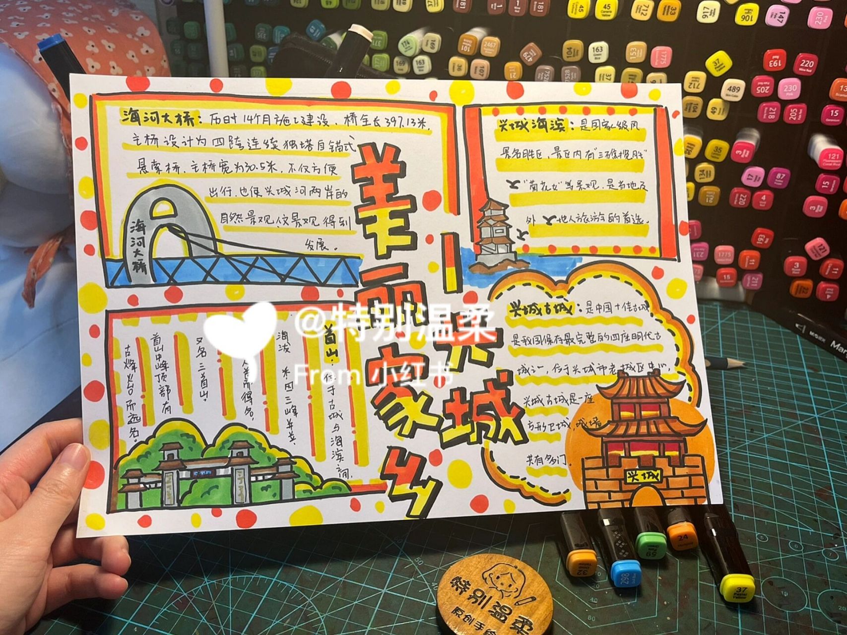 家乡手抄报 美丽兴城手抄报 画了首山,海河大桥,兴城海边,兴城古城等