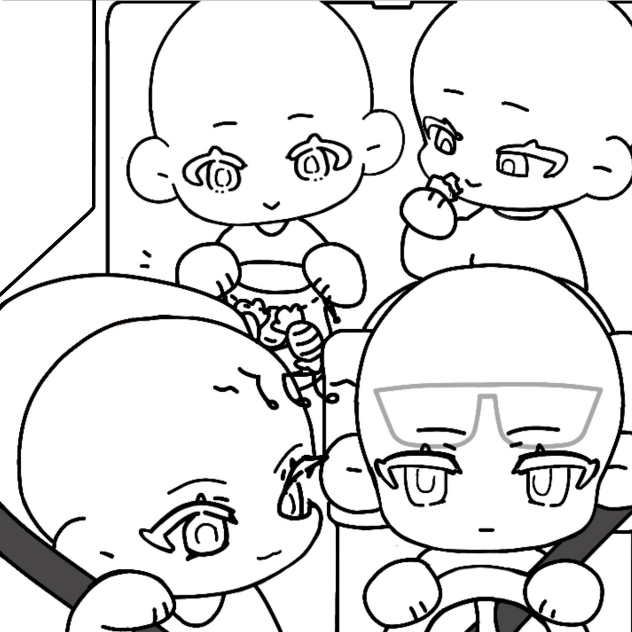 六一快乐96(四人模板) 黑色线稿版在p2 摸了六一出行模板,带着你家