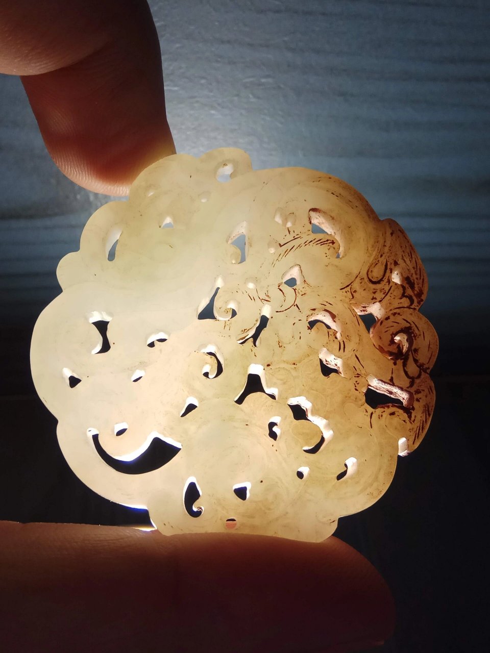 高古玉战汉玉器 汉代老和田白玉 双龙纹玉佩 【子母螭龙纹玉佩】 3999