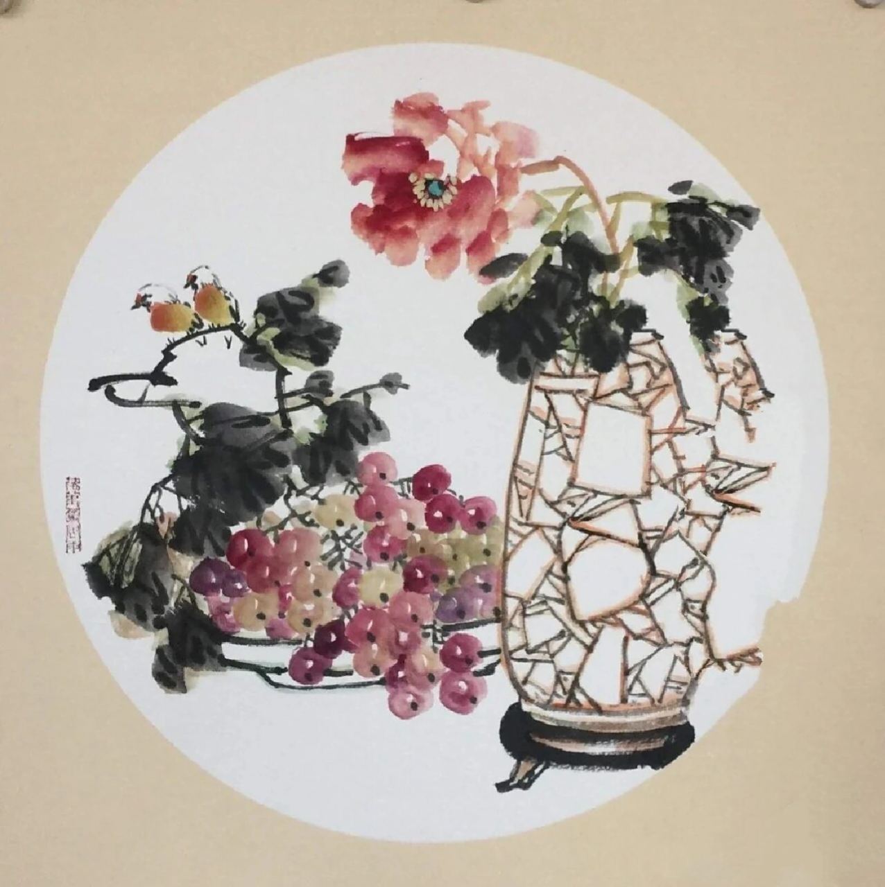 分享一组国画小品写意葡萄