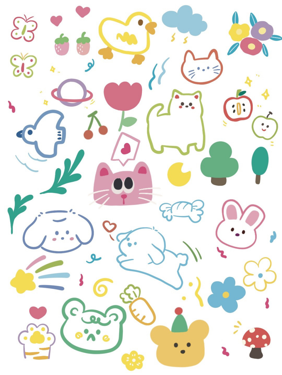 ins涂鸦|简笔画贴纸 07不告知商用