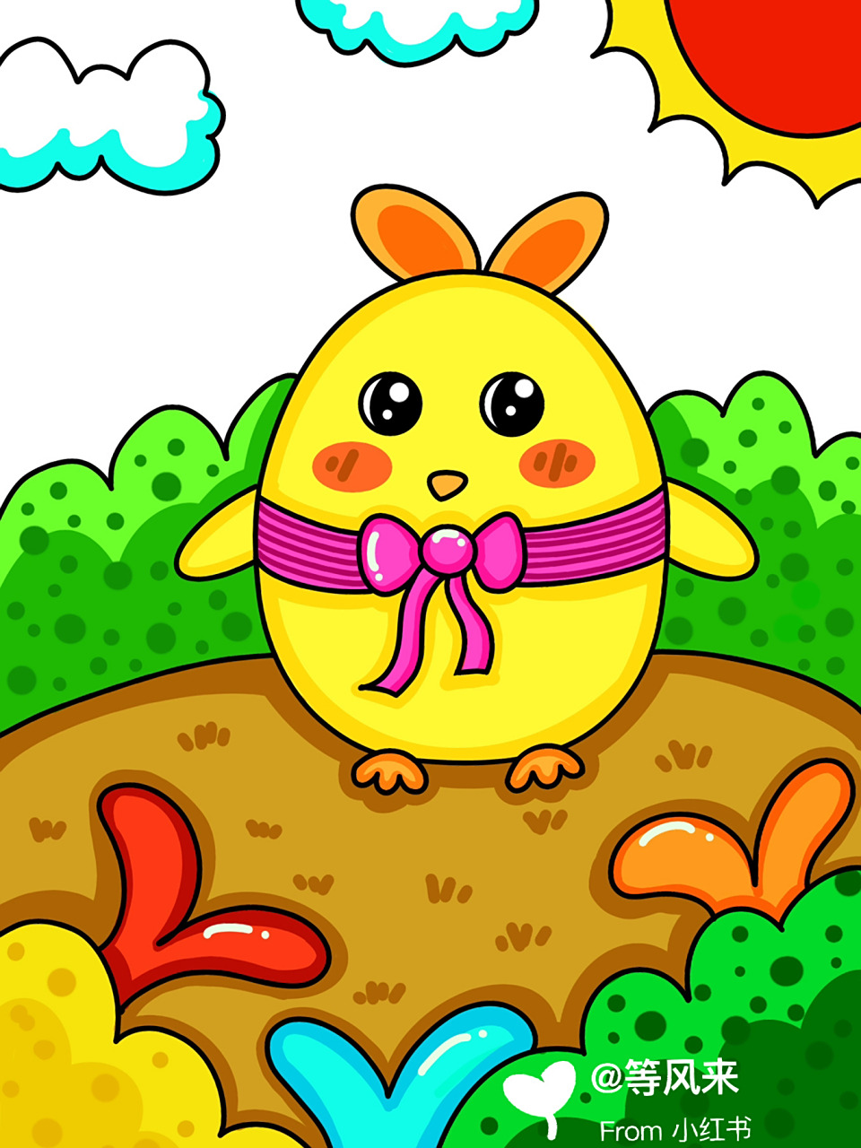 可爱的小鸡 94 母鸡 创意画 儿童画 简笔画 有线稿哦 适合小朋友哦