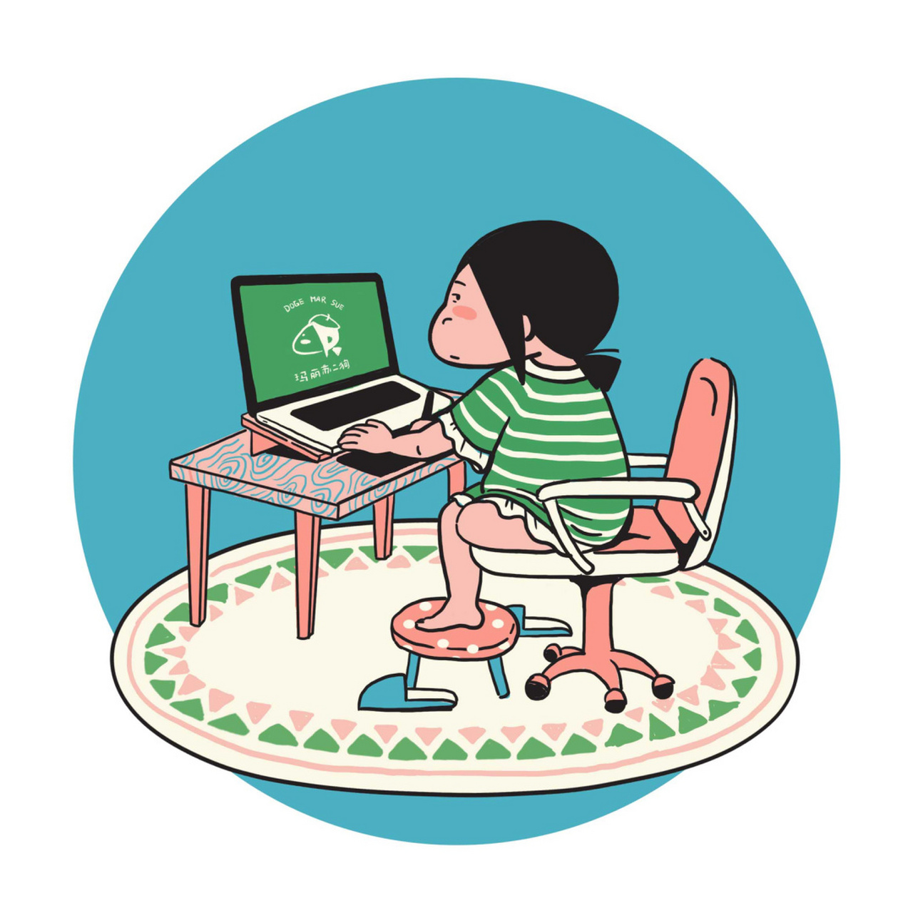 办公的时候,脚下一定要踩个马扎才舒服 #我是原创插画师