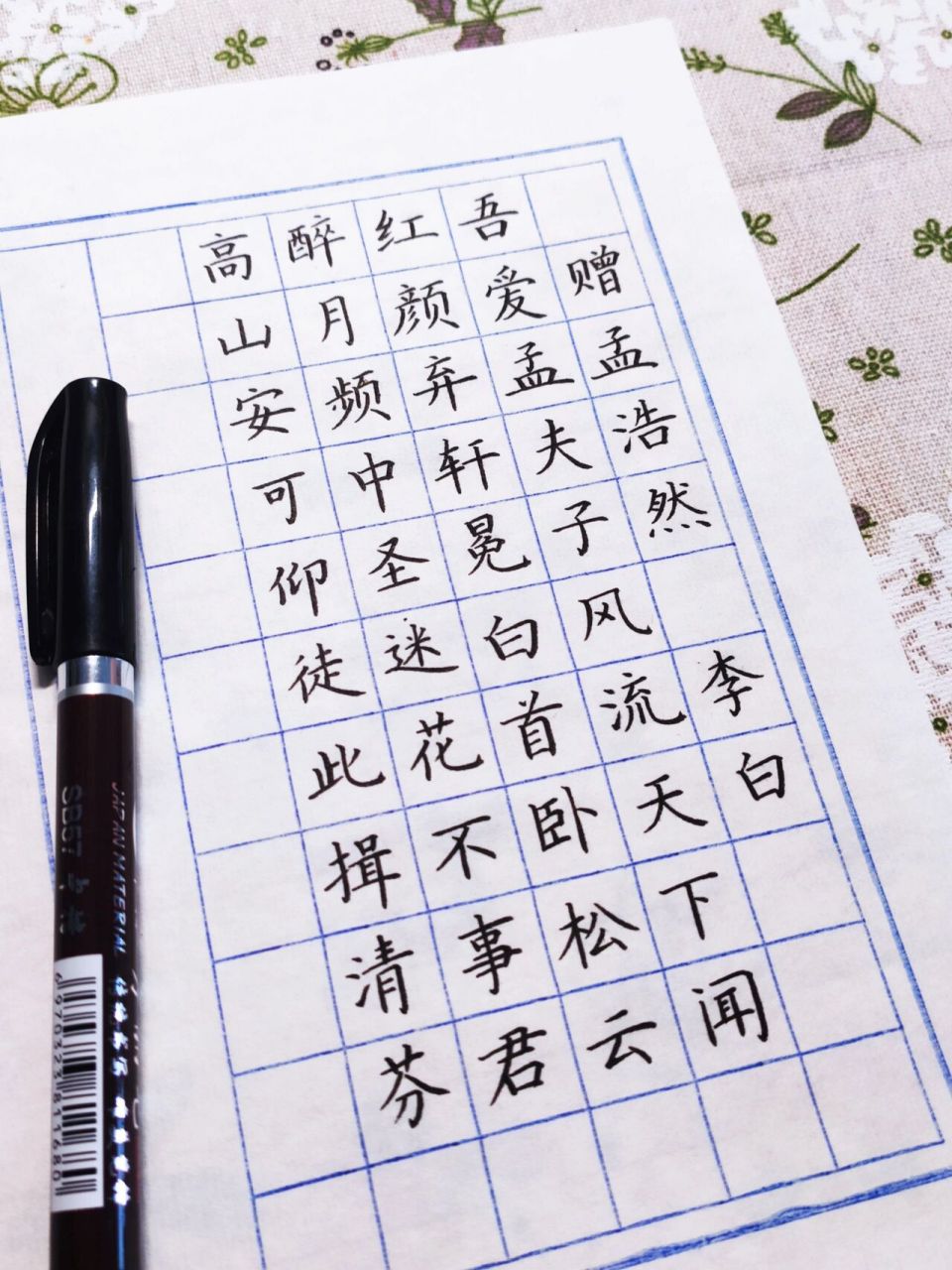 硬笔楷书练习|《赠孟浩然》 吾爱孟夫子,风流天下闻.