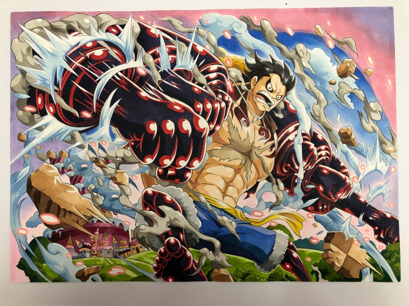 手绘,海贼王四档路飞 拖拖拉拉画了半年,终于完工了