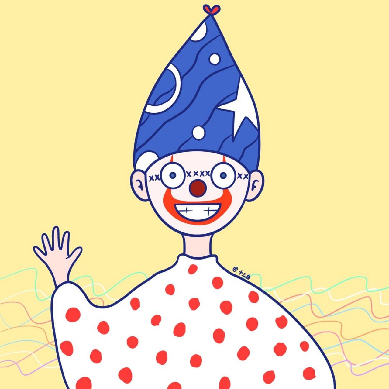 创意插画 手绘头像 小丑漫画 搞笑头像 #我是原创插画师