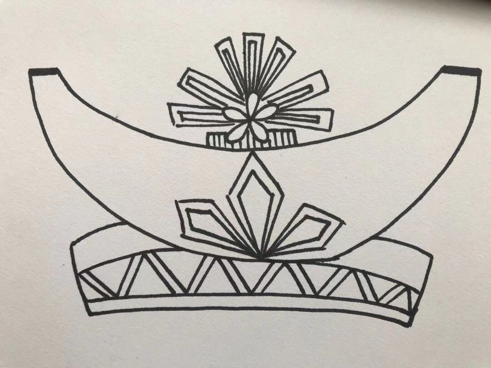 儿童线描-苗族头饰-带步骤 适用年龄:6岁以上 勾线笔 a4素描纸