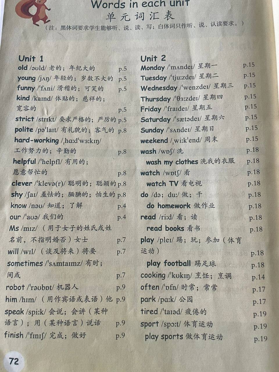 五上英语单词表,常用表达法