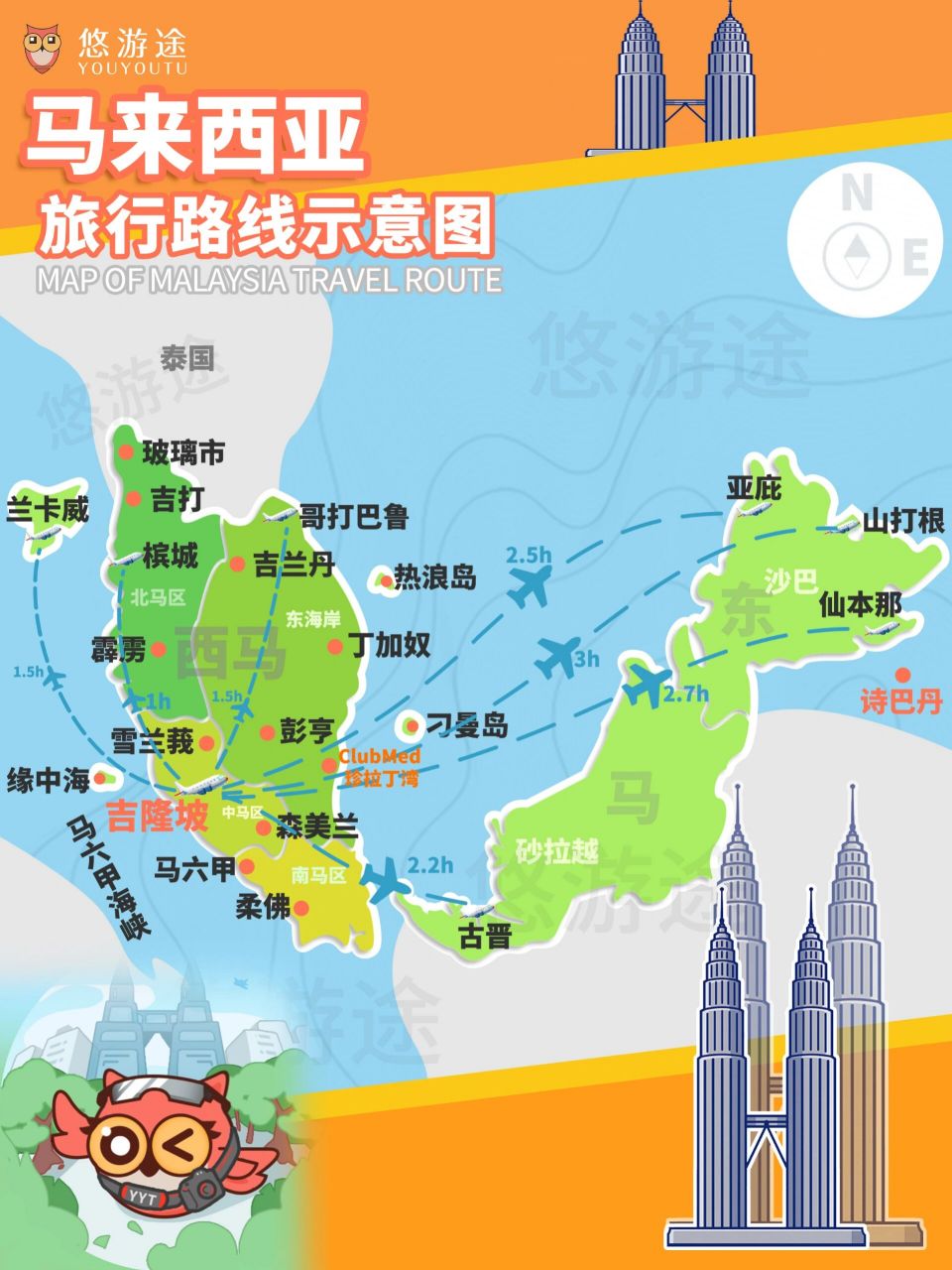 马来西亚实用旅游地图9890记得先收藏!