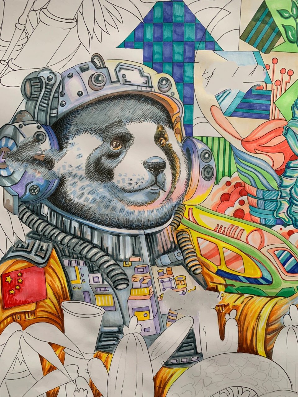 描绘美好 畅想未来 96科幻画手绘 96线稿