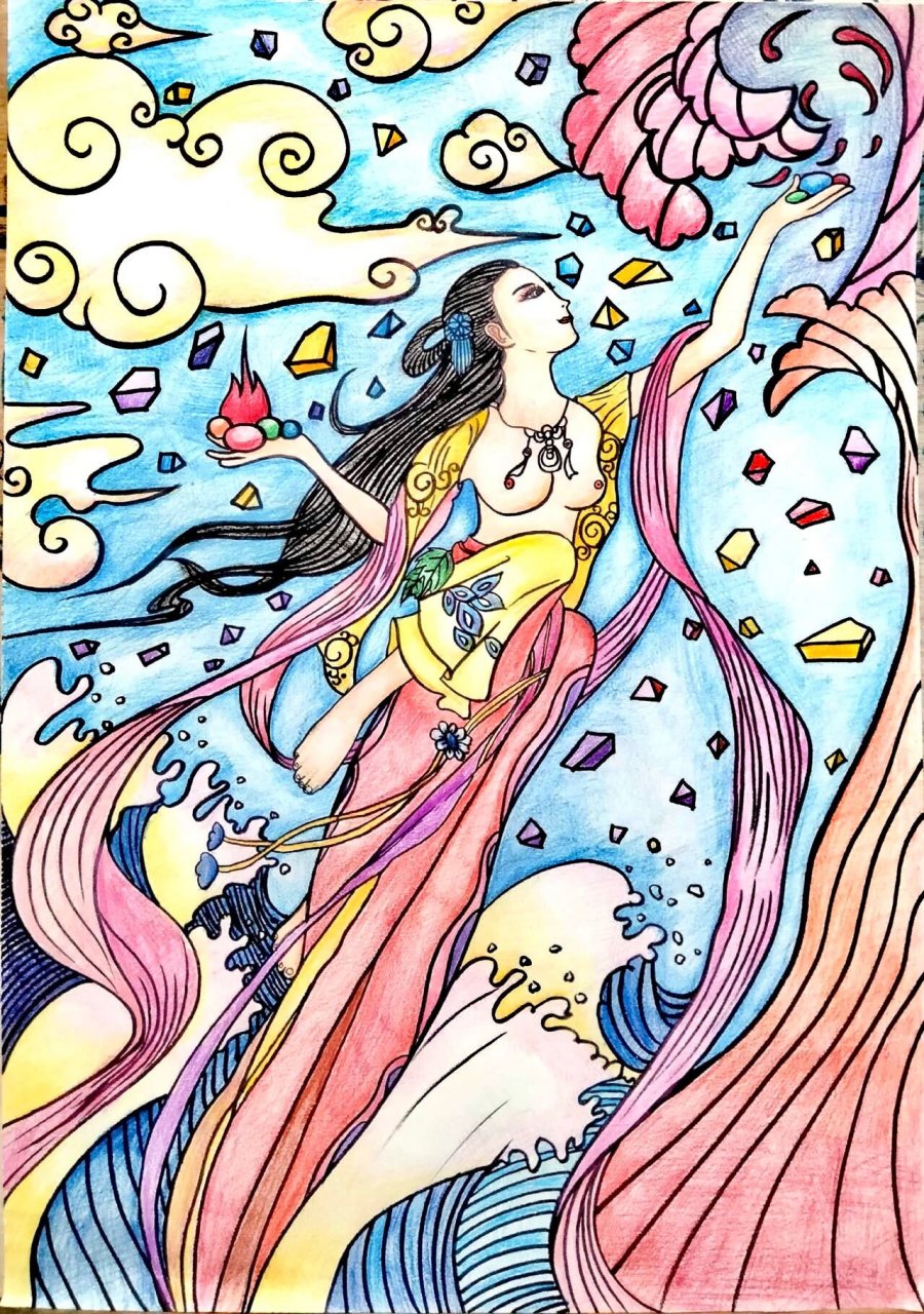 女娲补天主题绘画