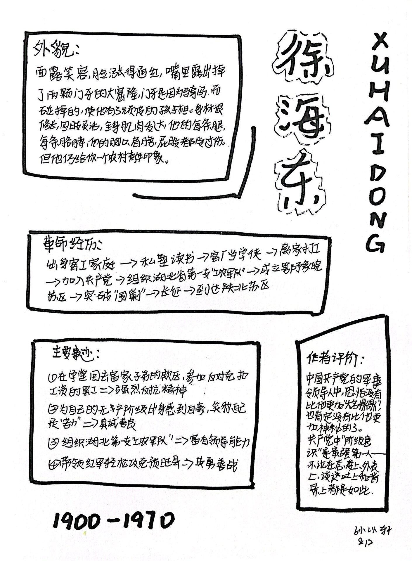 《红星照耀中国》人物档案卡分享2