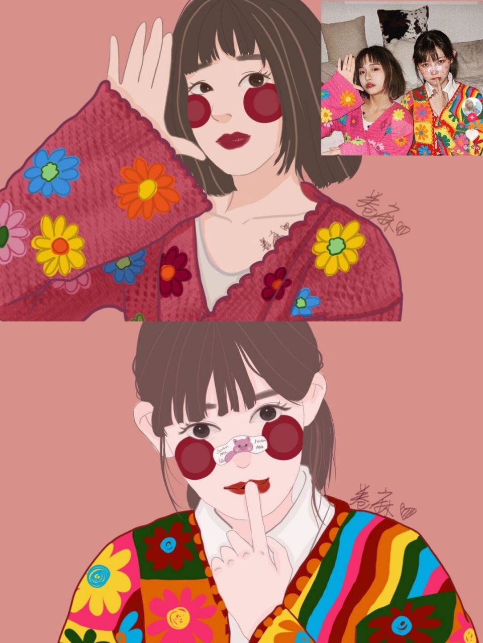 插画头像 | 闺蜜头像 | 小鱼海棠和痞幼 坚持日更～ 仅可做个人头像