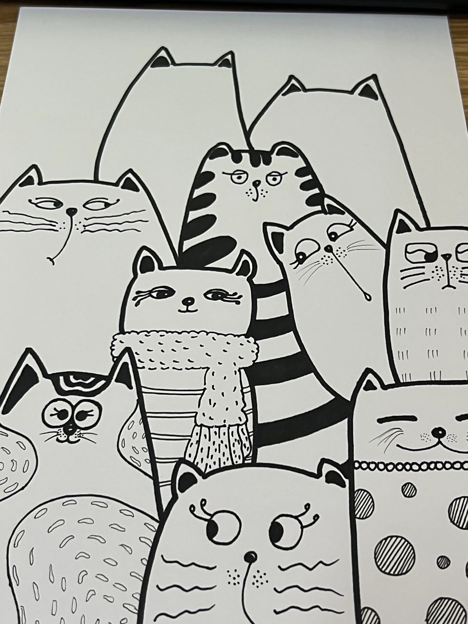 猫咪叠叠乐 附过程 临摹 喵喵来叠叠乐啦93 这次是直接勾线笔开画滴