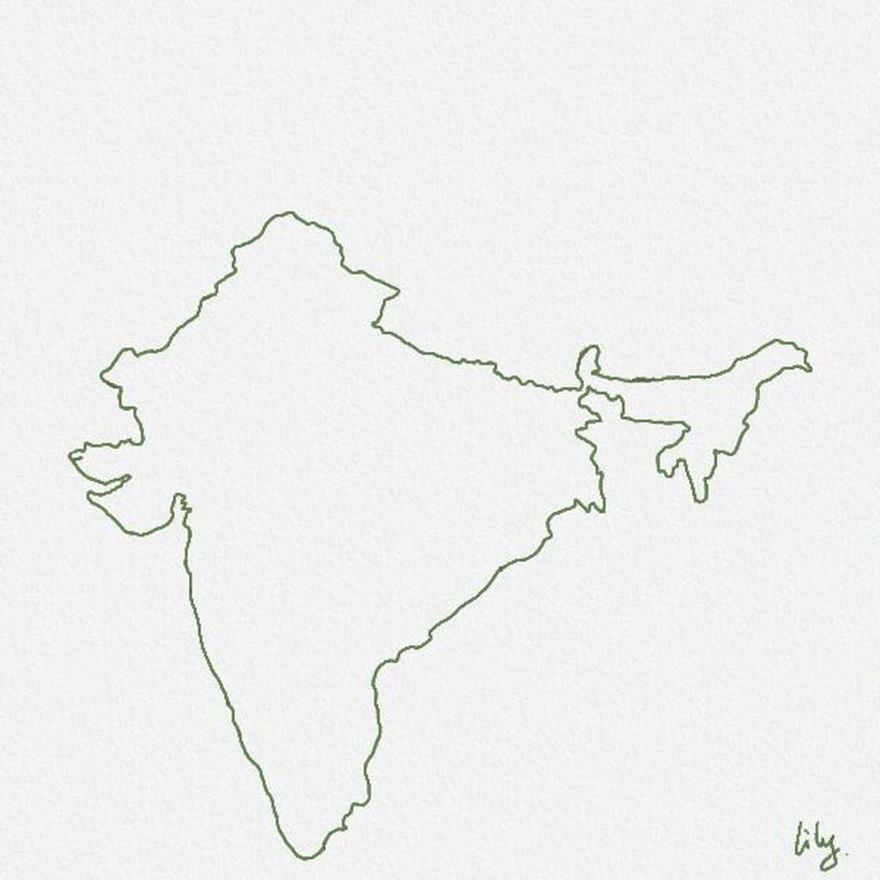 手绘 印度轮廓简图