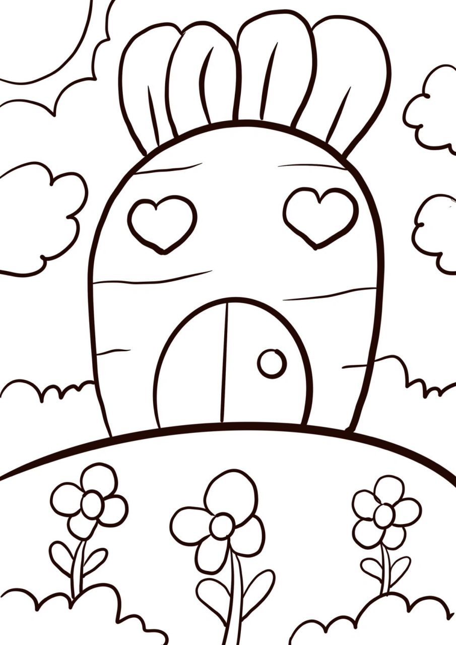 胡萝卜房子儿童创意画 萝卜房子儿童创意画/简笔画