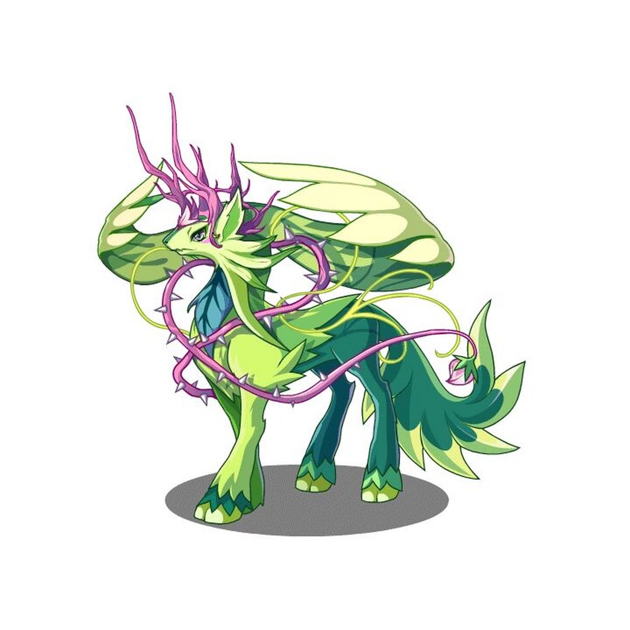 灵蔓草王进化一览(从右到左) 草王的妹妹,相比他哥哥来说,她就显得