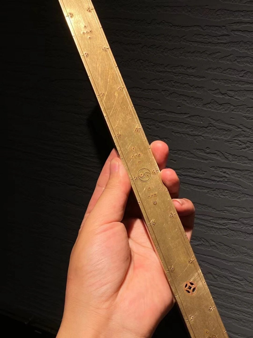 道教老精铜法尺 民国,道教老法尺,精铜细腻,錾刻道教符文,北斗七星